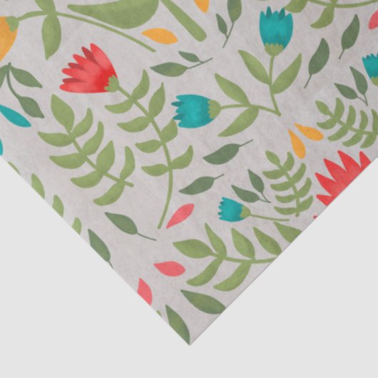 Folk Flowers Patroondepaginatpapier Tissuepapier (Detail)