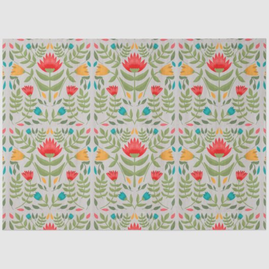 Folk Flowers Patroondepaginatpapier Tissuepapier (Voorkant)