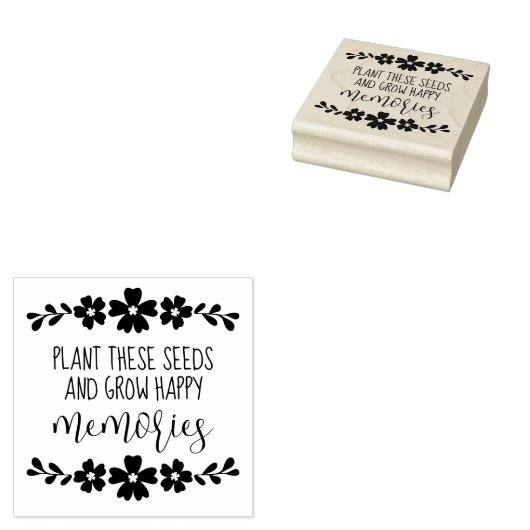 Folk Flowers Plant Seeds Groeit Happy Memories Rubberstempel (Gestempeld)
