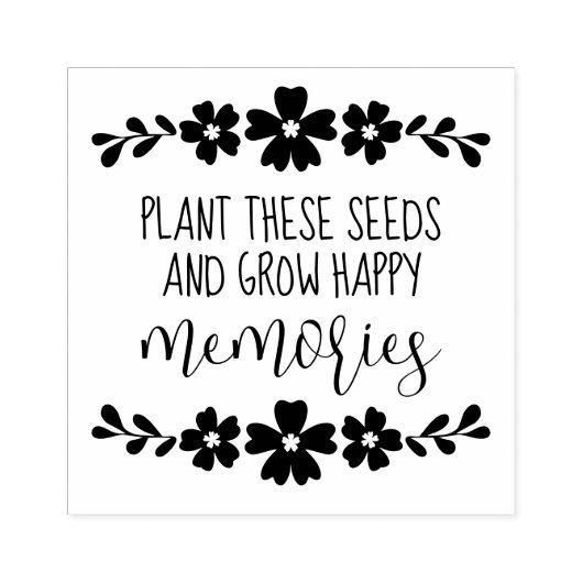 Folk Flowers Plant Seeds Groeit Happy Memories Rubberstempel (Afrduk)