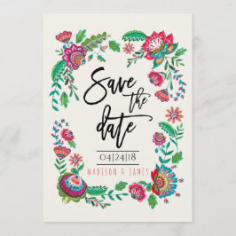 Folk Flowers | Stripe | Datum opslaan | Uitnodigin Save The Date