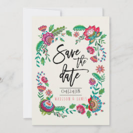 Folk Flowers | Stripe | Datum opslaan | Uitnodigin Save The Date