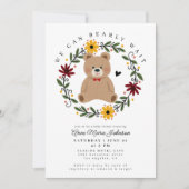 Folk Flowers Teddybeer wacht nauwelijks op Baby sh Kaart (Voorkant)