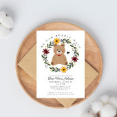 Folk Flowers Teddybeer wacht nauwelijks op Baby sh Kaart