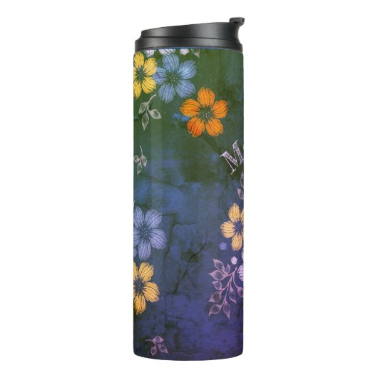 Folk Flowers Thermal Tumbler Thermosbeker (Gedraaid links)
