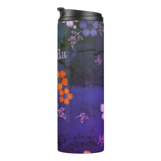 Folk Flowers Thermal Tumbler Thermosbeker (Geroteerd rechts)