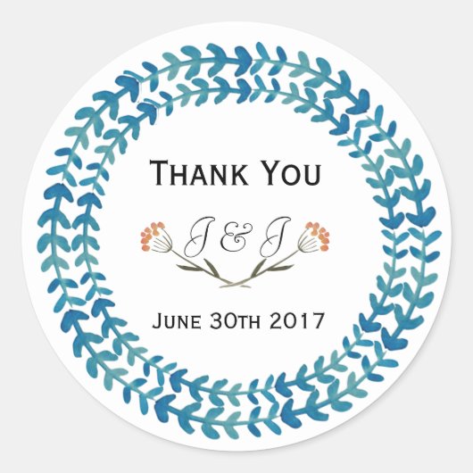 Folk Flowers Wedding Stickers (Voorkant)