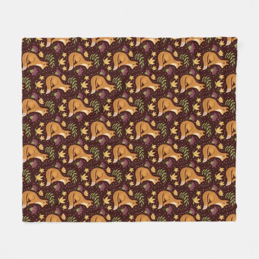 Folk Foxes Spiral Fleece Deken (Voorkant (Horizontaal))