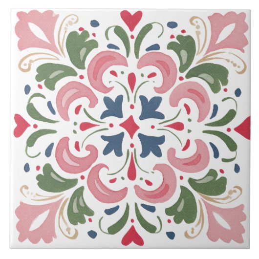 Folk Garden Watercolor Tegeltje (Voorkant)