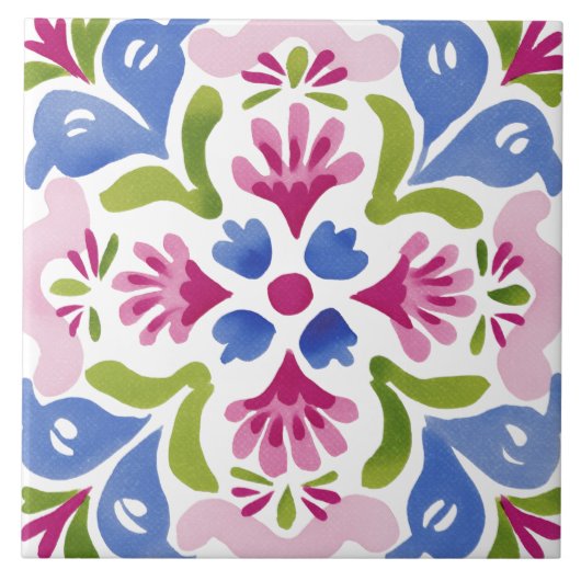 Folk Garden Watercolor Tegeltje (Voorkant)