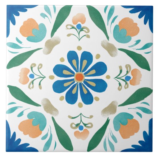 Folk Garden Watercolor Tegeltje (Voorkant)