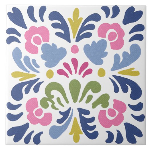 Folk Garden Watercolor Tegeltje (Voorkant)