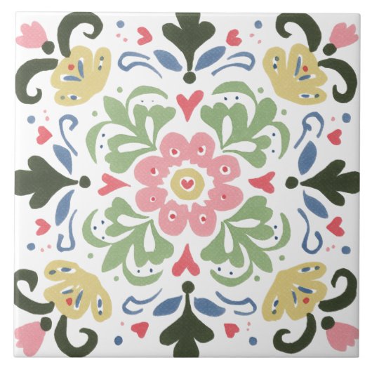 Folk Garden Watercolor Tegeltje (Voorkant)