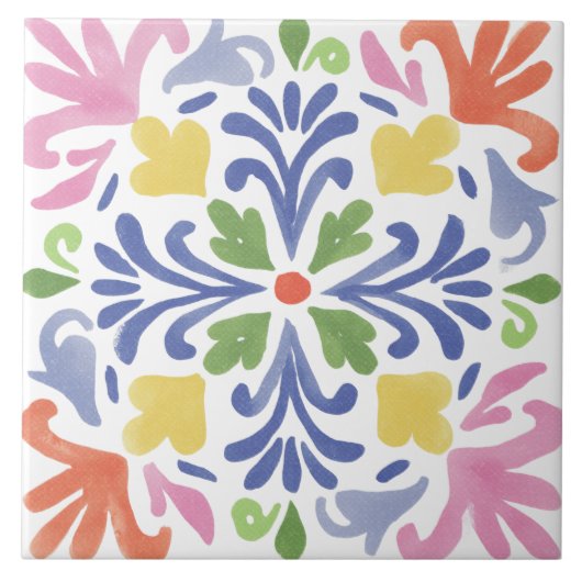 Folk Garden Watercolor Tegeltje (Voorkant)