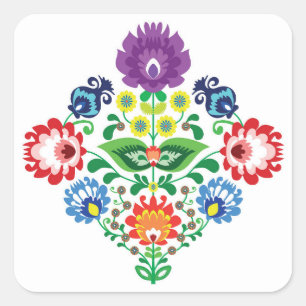 💓Folk geïnspireerde diamant Vierkante Sticker