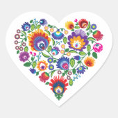 💓Folk geïnspireerde harten, Hart Sticker (Voorkant)