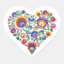 💓Folk geïnspireerde harten, Hart Sticker