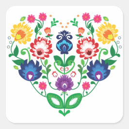 💓Folk geïnspireerde harten Vierkante Sticker