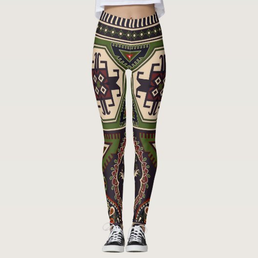 Folk geometric: kleurrijk etnisch behang. leggings (Voorkant)