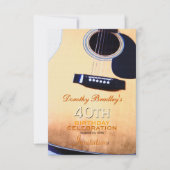 Folk Guitar 40th Birthday Party Custom Invitation Kaart (Voorkant)