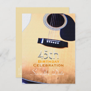 Folk Guitar 45th Birthday Save the Date Briefkaart