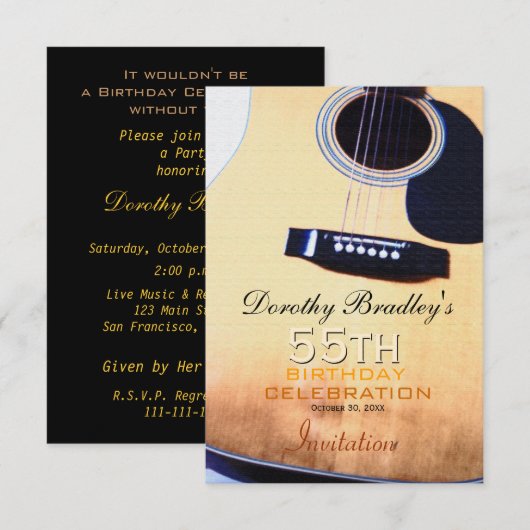 Folk Guitar 55th Birthday Celebration Custom Kaart (Voorkant / Achterkant)