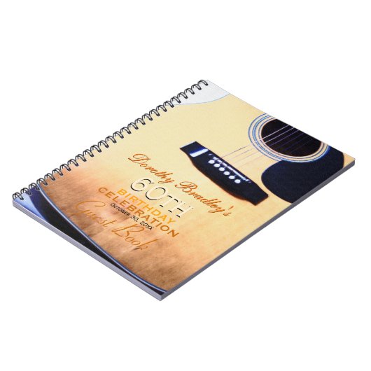 Folk Guitar 60th Birthday Personalized Guest Book Notitieboek (Linkerzijde)