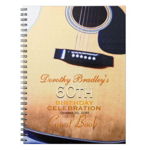 Folk Guitar 60th Birthday Personalized Guest Book Notitieboek