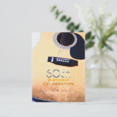 Folk Guitar 60th Birthday Save the date Briefkaart (Staand voorkant)