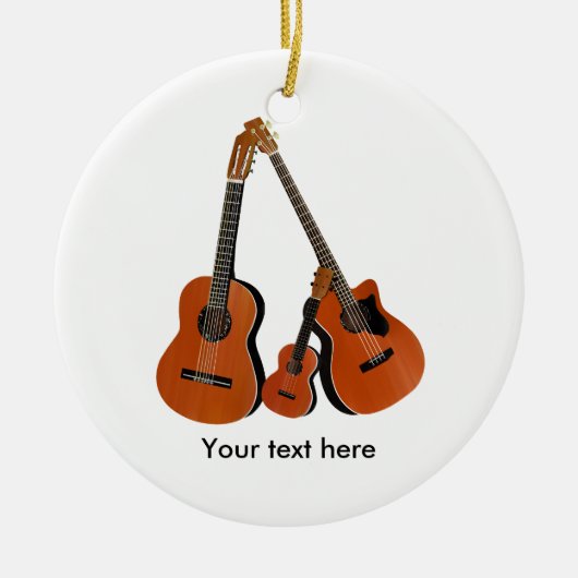 Folk Guitar Akoestische Bas en Ukulele Keramisch Ornament (Voorkant)