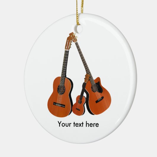 Folk Guitar Akoestische Bas en Ukulele Keramisch Ornament (Links)