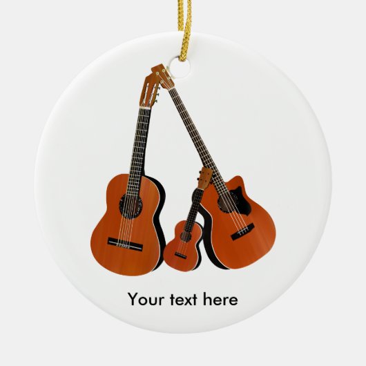 Folk Guitar Akoestische Bas en Ukulele Keramisch Ornament (Voorkant)