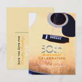 Folk Guitar Custom Save the Date 50th Birthday Aankondigingskaart (Voorkant / Achterkant)