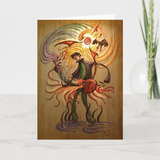 Folk Guitarist Greeting Card Kaart (Voorkant)