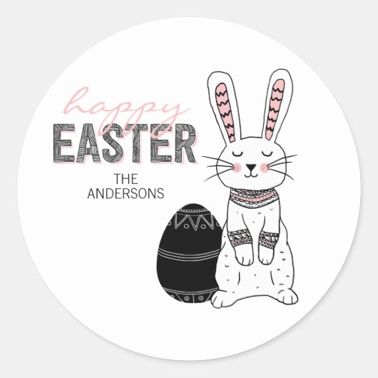 Folk Happy Paaster Bunny Rabbit Sticker (Voorkant)