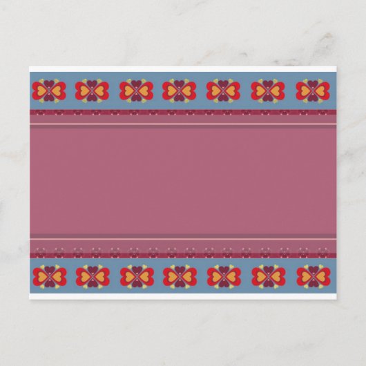 Folk Heart Pattern Briefkaart (Voorkant)