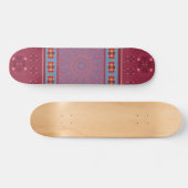 Folk Heart Pattern en Blue Lace Skateboard (Horizontaal)