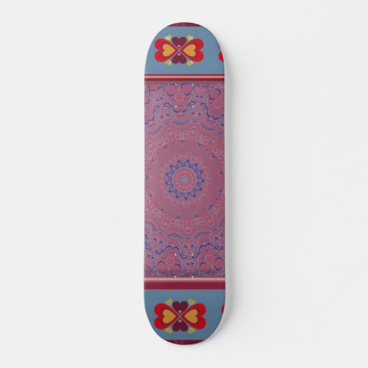 Folk Heart Pattern Skateboard (Voorkant)