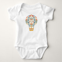 Folk Heet Luchtballon - Mooie Bloemige Baby Design