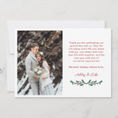 Folk Holly Frame Merry & Married Christmas Photo Feestdagenkaart (Achterkant)