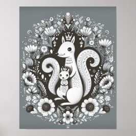 Folk-illustratie art. "Ecureuil" Poster