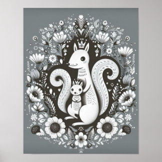 Folk-illustratie art. "Ecureuil" Poster
