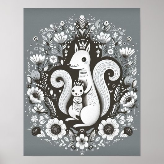 Folk-illustratie art. "Ecureuil" Poster (Voorkant)