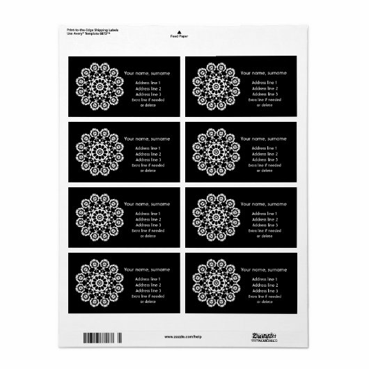 Folk in Black – Monochrome Lowicz Verzendlabel (Full Sheet)