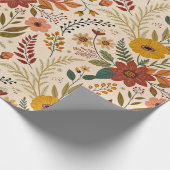 Folk-Inspired Autumn Wildflower Print Cadeaupapier (Hoek)