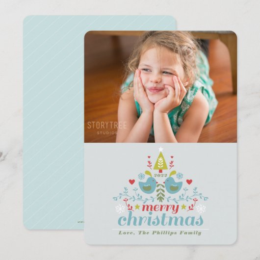 Folk Kerstmis Kheer Foto Holiday Card Feestdagenkaart (Voorkant / Achterkant)