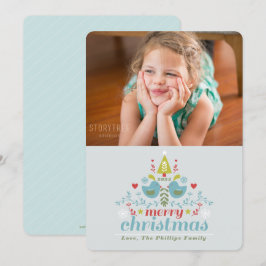 Folk Kerstmis Kheer Foto Holiday Card Feestdagenkaart