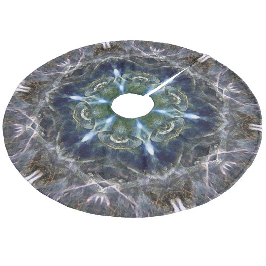 Folk Mandala Borhed Polyester Tree Skirt Fleece Kerstboom Rok (Gekanteld)