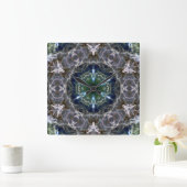 Folk Mandala Vierkante Klok (Huis)
