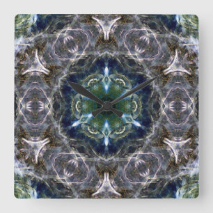Folk Mandala Vierkante Klok